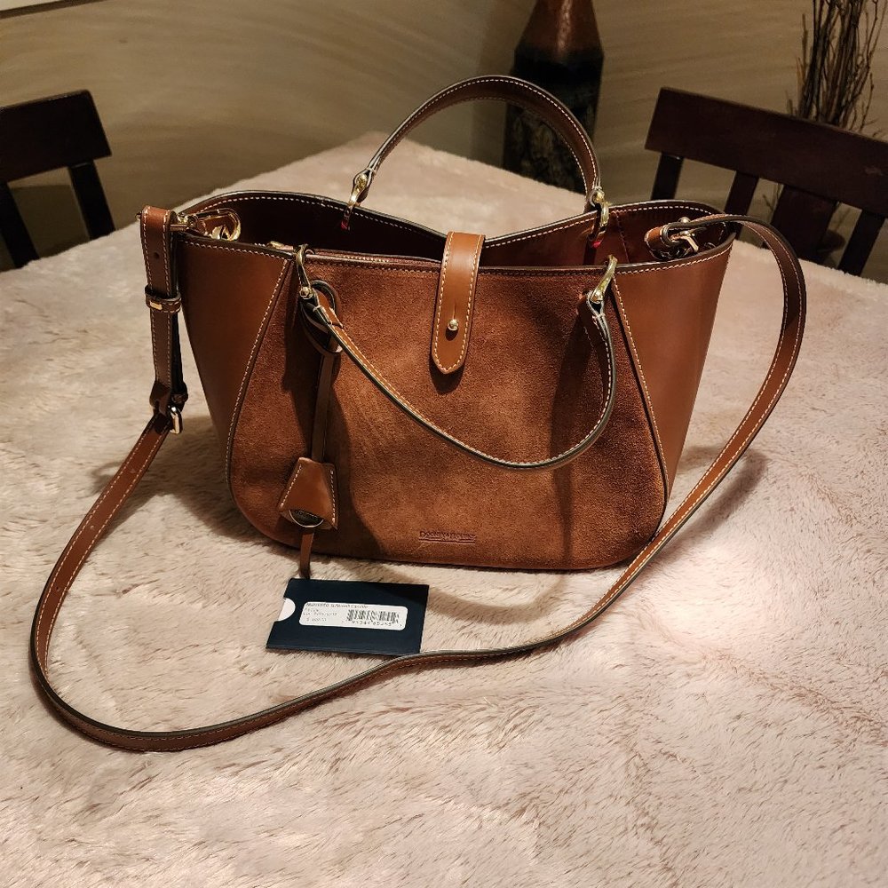 Dooney & Bourke Brown Leather and Suede Crossbody Tote